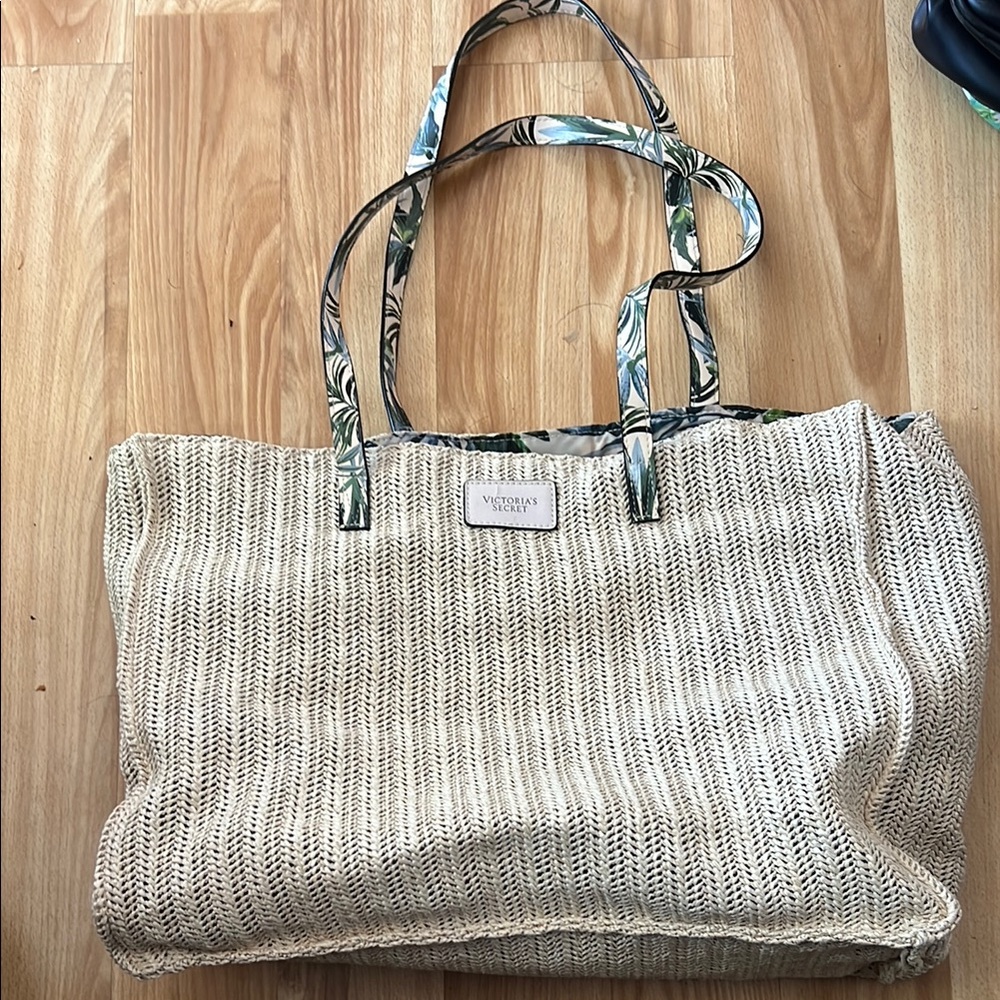 Victoria's Secret Cream Textured Tote with Chain Handles